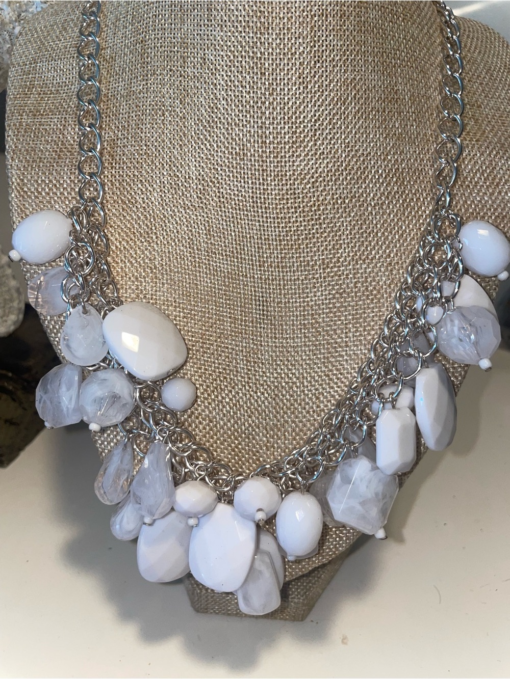White Statement Beaded Necklace - Fashion Brand